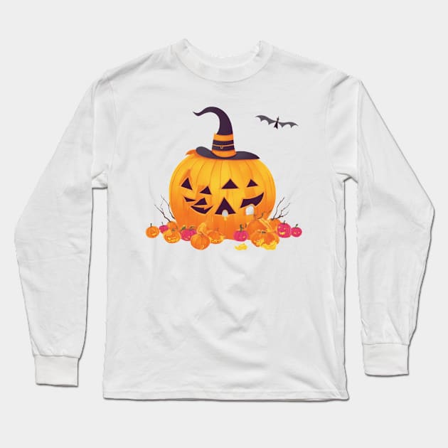 Funny Halloween pumpkin Long Sleeve T-Shirt by halazidan